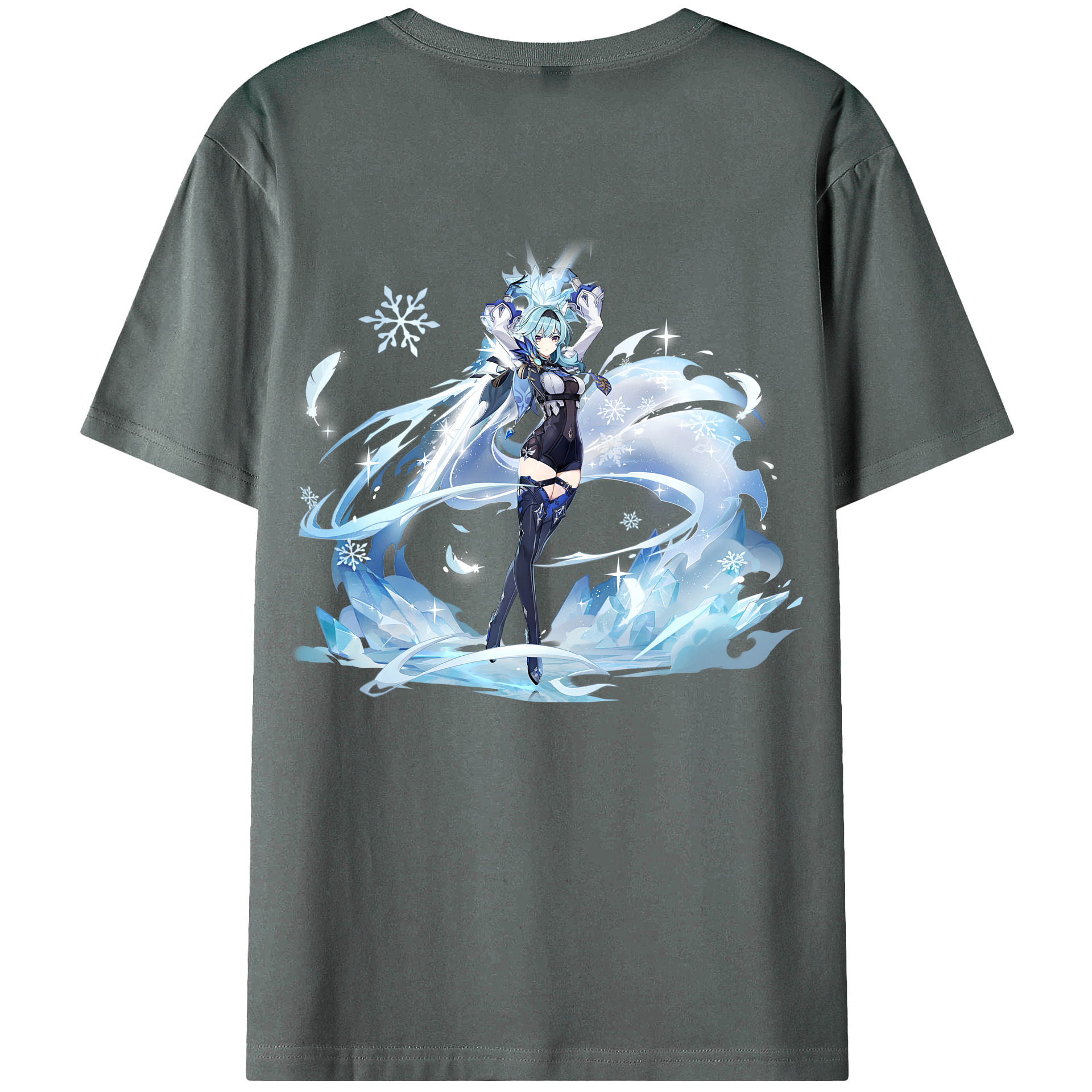 げんし神 优菈 ゆうら genshin Yūra 綿100％ メンズ半袖Tシャツ（バックプリント） 通気性